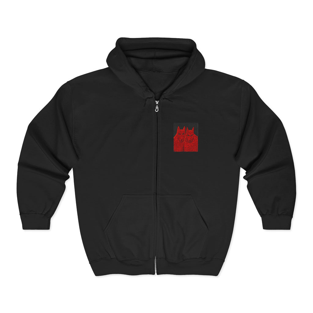 Red Soulmates Full-Zip Embroidered Hoodie