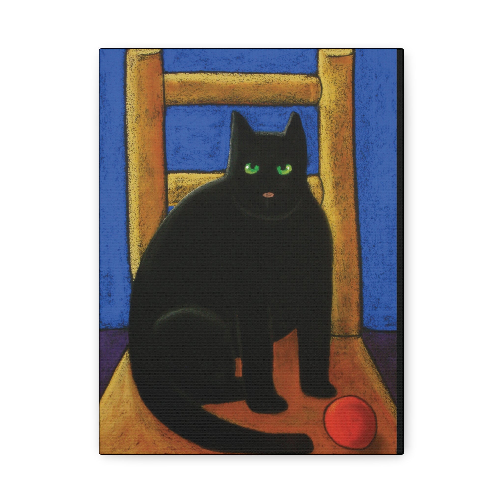 Black Cat with Red ball- Streched Canvas