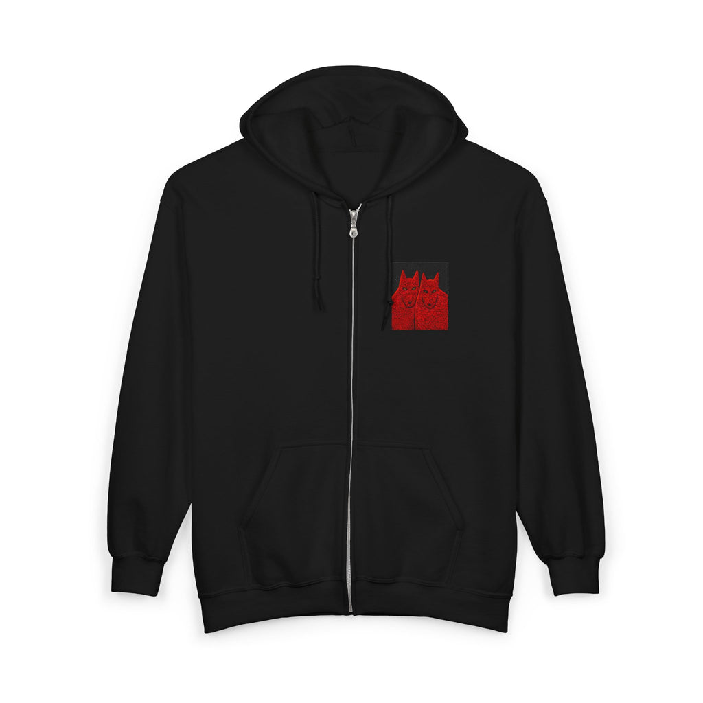 Red Soulmates Full-Zip Embroidered Hoodie